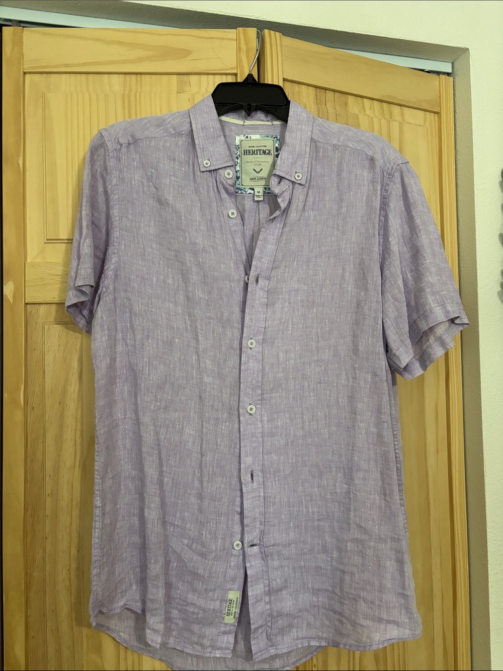 Heritage Men's Short-Sleeve Button-Down Shirt — Light Lavender